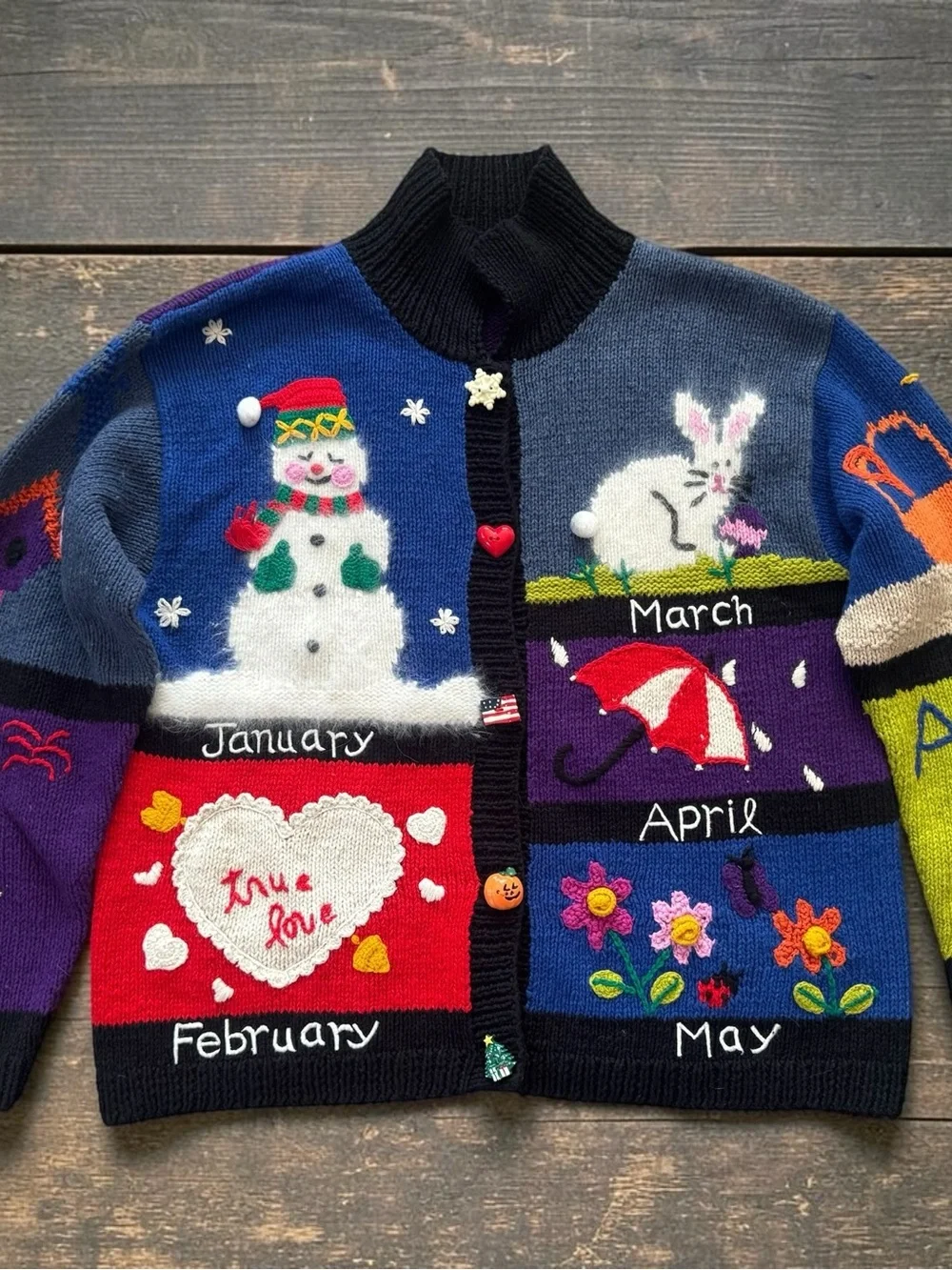 Vintage BellePointe Calendar Cardigan Sweater Turtleneck Set XL 12 holidays